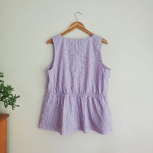 Lane Bryant red,white and blue stripe peplum tank top plus size womens 16 - Picture 7 of 8